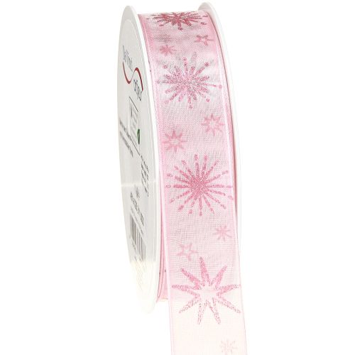 tételeket Ajándék szalag csillagok Karácsonyi szalag rózsaszín 25mm 20m