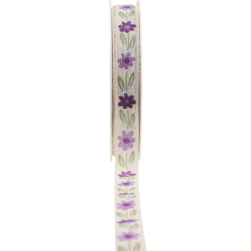 tételeket Ajándék szalag virágok pamut szalag lila fehér 15mm 20m