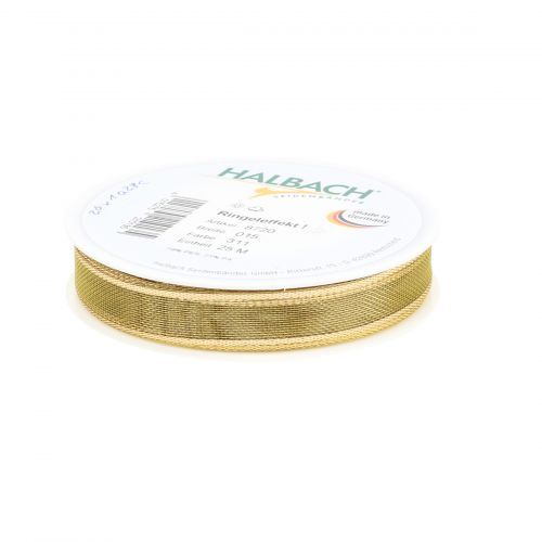 Floristik24 Ajándék szalag arany gyűrű hatású 15mm 25m