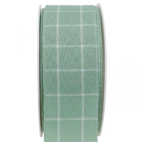 Floristik24 Ajándék szalag zöld pasztell kockás deco szalag 35mm 20m