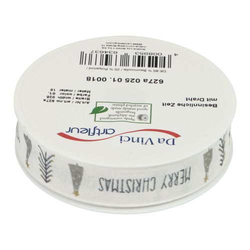 tételeket Ajándék szalag Karácsonyi Boldog Karácsonyt Szürke 25mm 18m