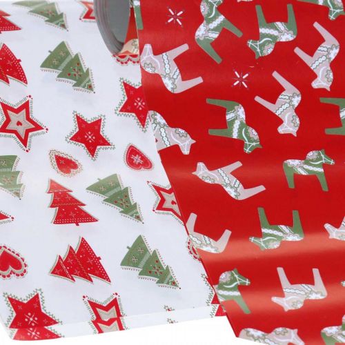 Csomagolópapír Karácsonyi piros, fehér 4 lap 50 × 70 cm-es készletben