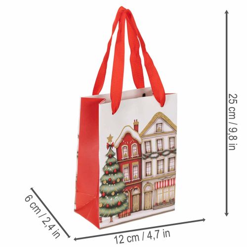 Karácsonyi ajándéktasak házikókkal és karácsonyfával, 16 cm, 2 darab | Floristik24.hu