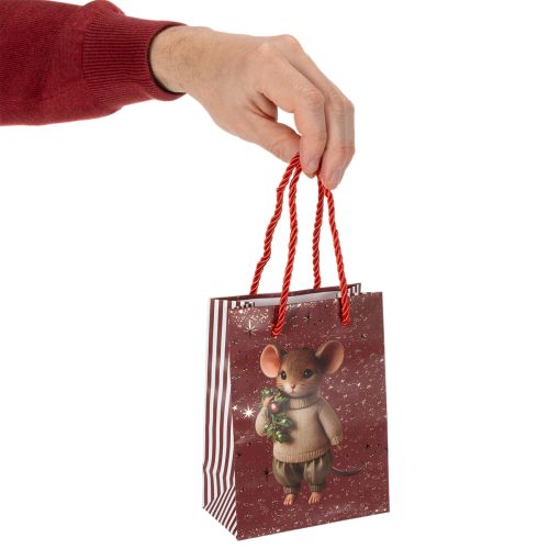 Karácsonyi ajándéktáska egérmotívummal, 16 cm, 2 darab | Floristik24.hu