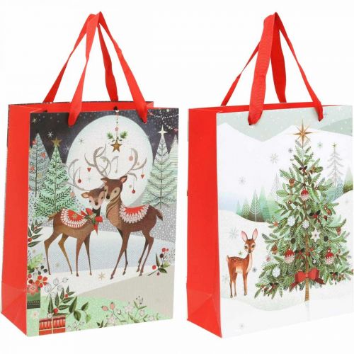 Ajándékzacskók Karácsonyi ajándék táska szarvas 24×18cm 2db
