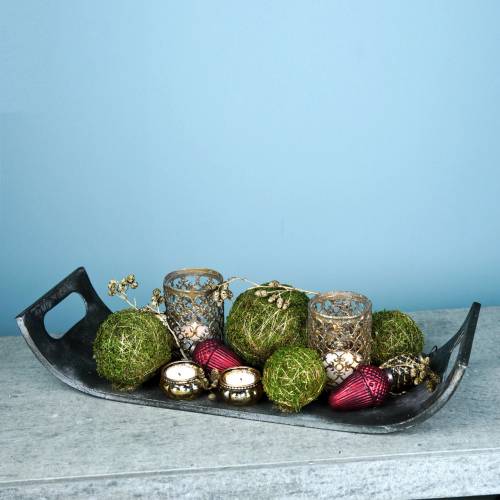 Floristik24 Íves fémtálca 59cm antik megjelenés arany, fekete