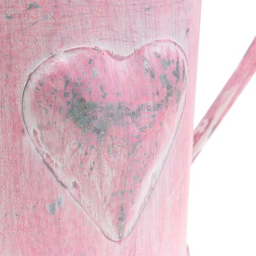 tételeket Ültetős öntözőkanna szív rózsaszín, mosott fehér Ø12,5cm H13cm