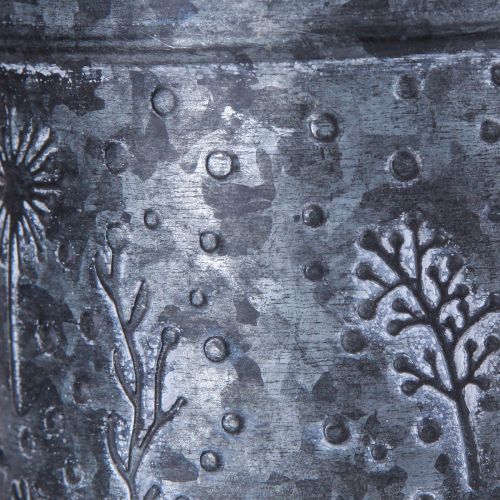 tételeket Vintage fém öntözőkanna dekoráció, szürke virágokkal, M13cm Ø13cm