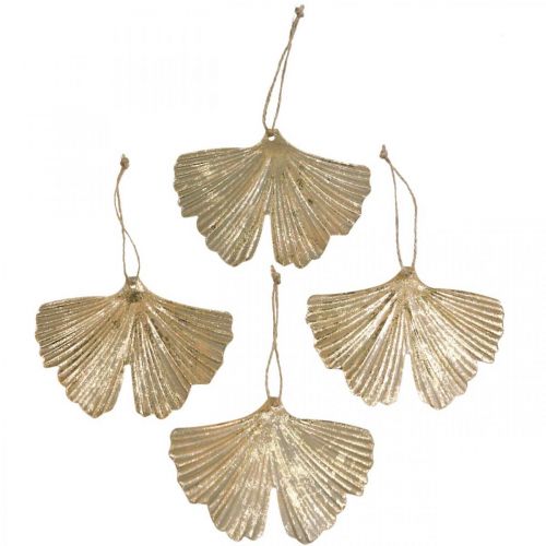 Floristik24 Ginkgo leveles medál Ginkgo vintage dekoratív fém 15×11cm 4 db