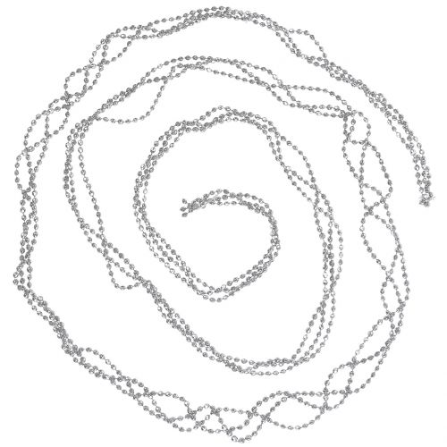 Floristik24 Karácsonyi koszorú gyöngyökkel ezüst 275cm