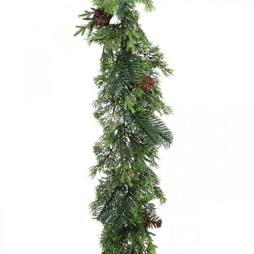 Floristik24 Karácsonyi girland deco füzér kúpokkal zöld 182cm