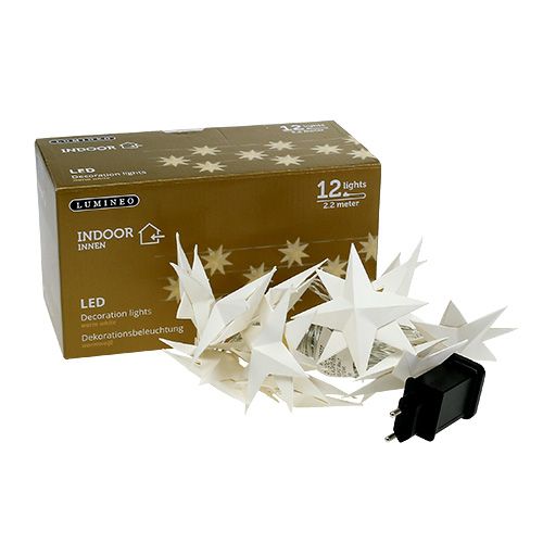 Floristik24 Füzér papírcsillagokkal 12 fényű meleg fehér 220cm