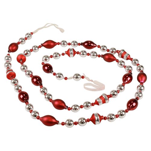 Floristik24 Girland karácsonyi üvegdísz piros ezüst ablakdísz 200cm