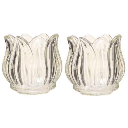 tételeket Üveg teamécses tartó tulipán teamécses üveg átlátszó Ø7cm H7cm 2db