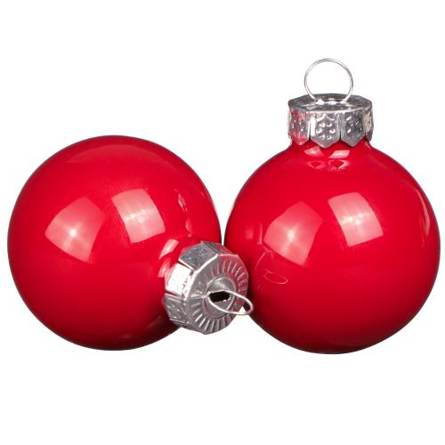 Üveg karácsonyi labdák piros zománc megjelenés mini Ø3cm 22 db