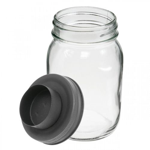 Floristik24 Dekoratív pohár teamécses tartóval fekete fém tetővel Ø8,5cm H15cm 2db