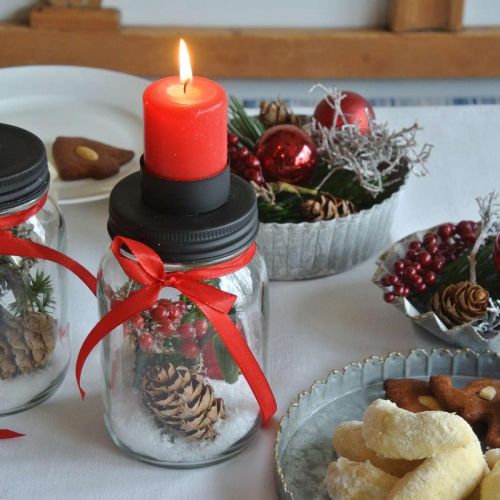 Floristik24 Dekoratív pohár teamécses tartóval fekete fém tetővel Ø8,5cm H15cm 2db