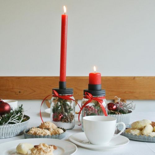 Floristik24 Deco üveg gyertyatartóval fekete asztaldísz Ø8,5cm H16cm 2db