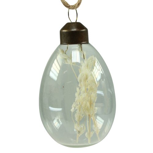 Floristik24 Üveg húsvéti tojás függeszthető szárított virágos tojás 6cm 6 db