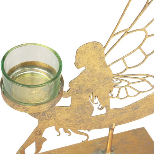 Floristik24 Üveg teamécses tartó fém díszmanó dekoráció 23×5×28cm