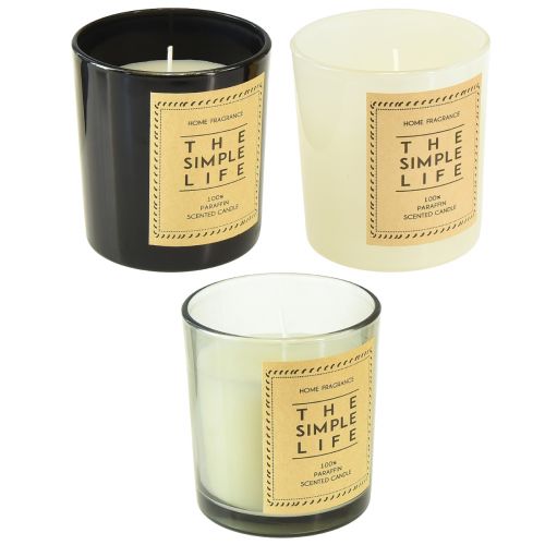 Floristik24 Illatos gyertyák üvegfa szantálfa fedelben H10,5cm 3db