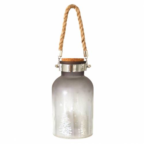 Floristik24 Karácsonyi üveg 4 LED-del és téli tájjal 19,5cm