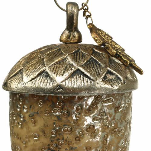 Floristik24 Karácsonyfa díszek makk akasztható fém üveg arany 11cm 4db