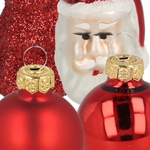 tételeket Mini karácsonyi dekorációs figurák és golyók vegyes üveg 3cm 9db