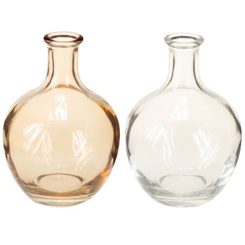 Üveg mini váza borostyán és átlátszó Ø7.5cm M11cm 4db