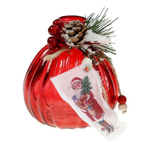 Floristik24 Üveg fenyő és toboz piros 2db