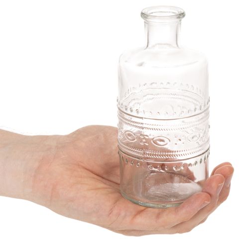 Mintás üvegpalack, hengeres, átlátszó, díszváza, 15 cm, 6 darab | Floristik24.hu