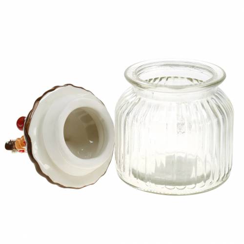 Floristik24 Kerámia tetővel ellátott sütisüveg mézeskalács piros, barna H21,5 cm-es sütisüveg