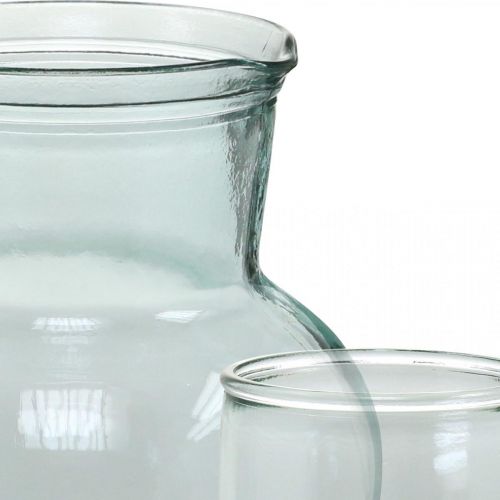 tételeket Üvegkancsó ivópoharak, italkészlet tálaláshoz kékes átlátszó H20cm/11,5cm 5 db