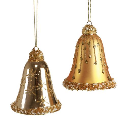 Floristik24 Üvegharang karácsonyfadísz Karácsonyi harang 8,5cm 2db