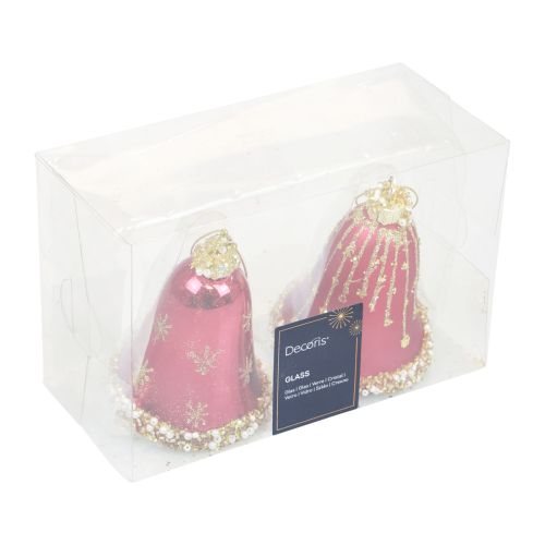 Floristik24 Üvegharang karácsonyi harang piros arany Ø6,5cm H8,5cm 2db