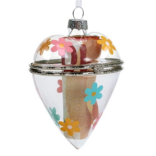 Floristik24 Üveg szív töltelékhez válogatott 9cm 2db