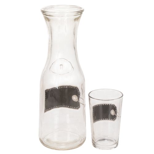 Üvegkancsó, magassága 27 cm, 4 pohárral, magassága 11 cm | Floristik24.hu