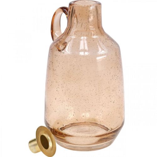 Floristik24 Gyertyatartó Üveg Gyertya Világosbarna Üveg Deco H22cm