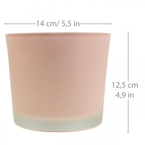 tételeket Virágcserepes üveg ültető rózsaszín üveg kád Ø14,5cm H12,5cm