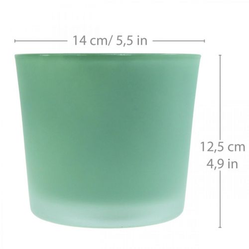 tételeket Üveg virágcserép zöld ültető üveg kád Ø14,5cm H12,5cm