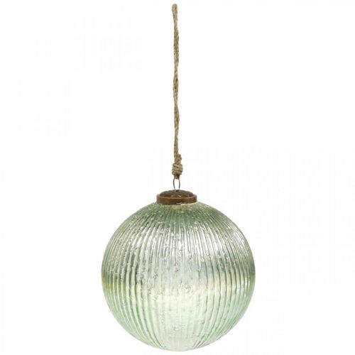 Floristik24 Karácsonyi golyós pohár nagy zöld, arany vintage Ø20cm felakasztáshoz