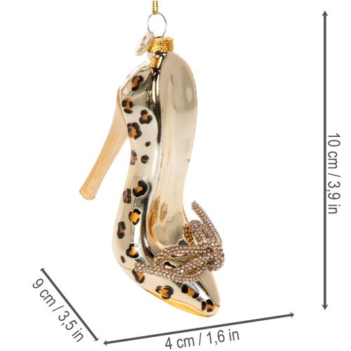 Üveg cipődísz leopárdmintás karácsonyfadísszel 13cm 2db | Floristik24.hu