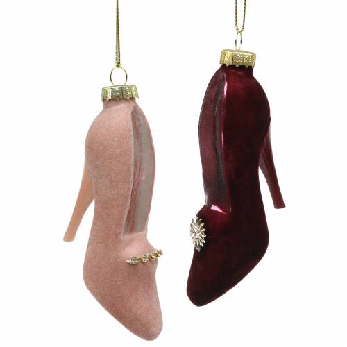 Floristik24 Bársony üvegcipő Bordeaux, régi rózsa 12cm 2db