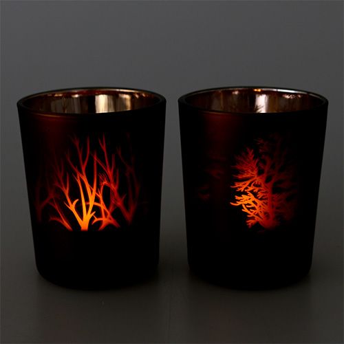 Floristik24 Üveglámpa barna mintával Ø5,5cm H6,5cm 4db