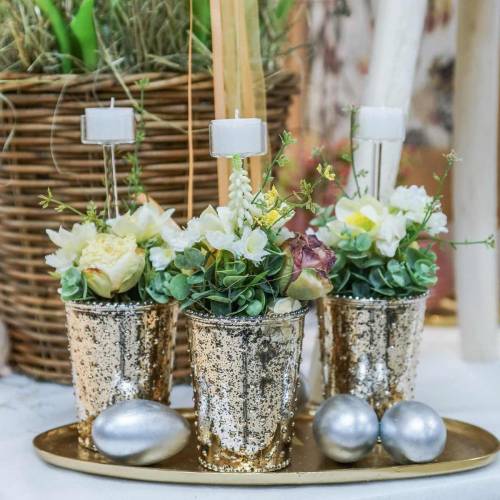 tételeket Üveg teamécses tartó H15cm 8 db