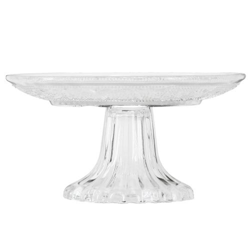 tételeket Üvegtányér lábon Lapos üvegtál átlátszó mintával Ø15cm