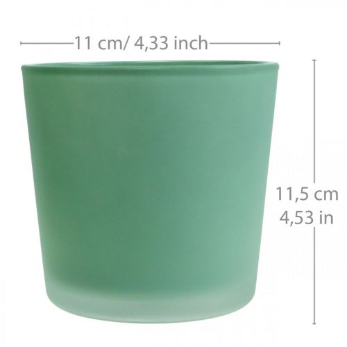 Üveg virágcserép zöld ültető üveg kád Ø11,5cm H11cm