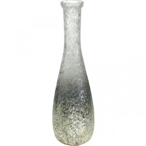 Floristik24 Virágváza üvegből, asztali váza kéttónusú valódi üveg tiszta, ezüst H30cm