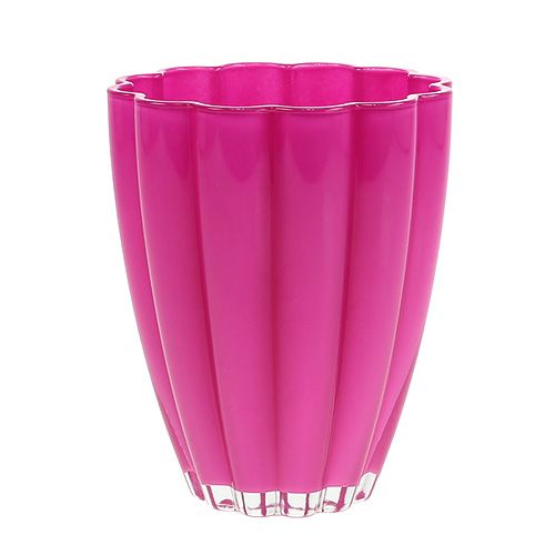 Floristik24 Üvegváza "Bloom" Pink Ø14cm H17cm