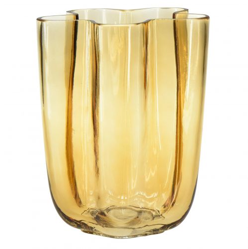 Floristik24 Üvegváza barna váza üveg világosbarna virág Ø15cm H20cm